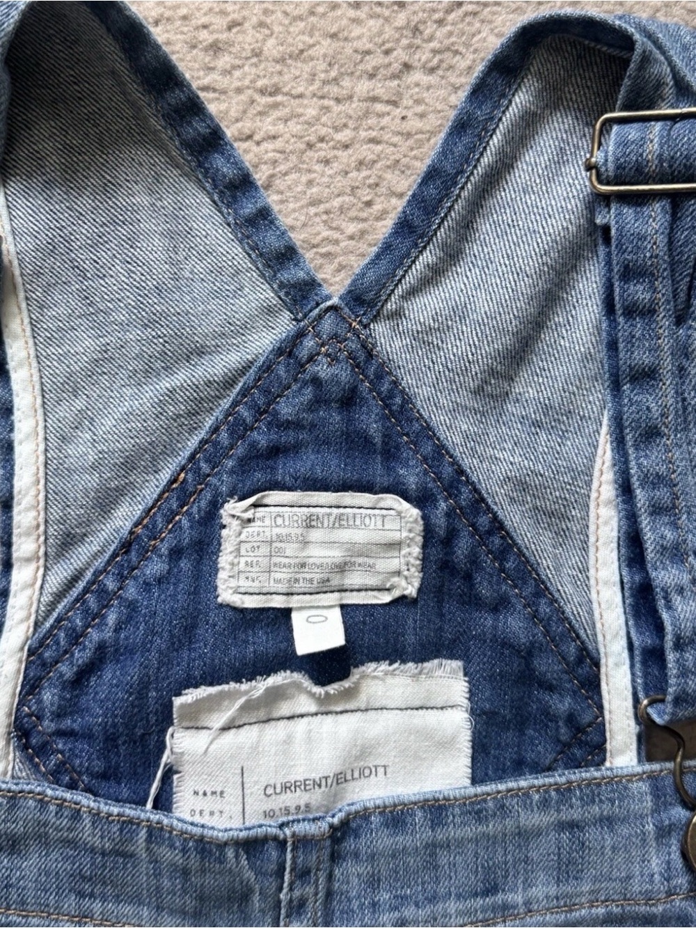 Current/Elliott The Short Tall Treasure Vintage Light Blue Denim Overalls - Picture 3 of 8
